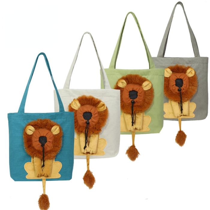 Cute Lion-Shaped Pet Canvas Shoulder Bag