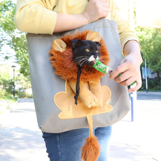 Cute Lion-Shaped Pet Canvas Shoulder Bag