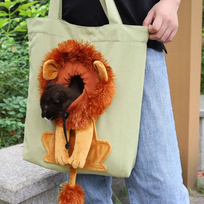 Cute Lion-Shaped Pet Canvas Shoulder Bag