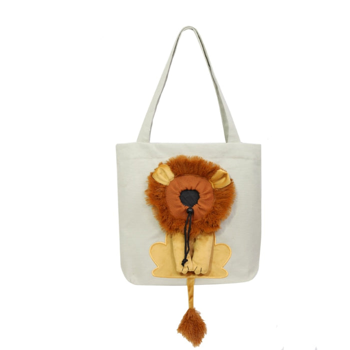 Cute Lion-Shaped Pet Canvas Shoulder Bag