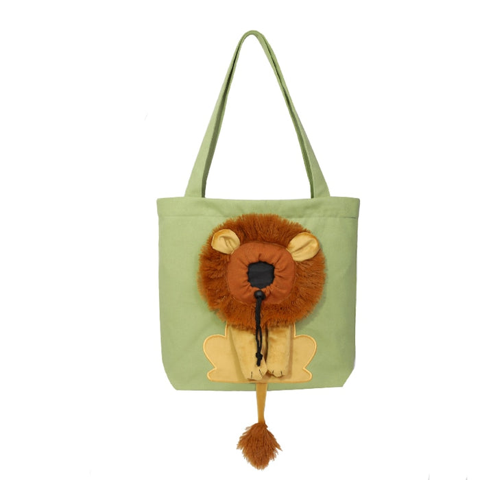 Cute Lion-Shaped Pet Canvas Shoulder Bag